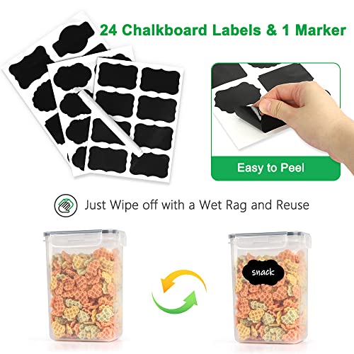 Airtight Food Storage Containers Set [25 Pack] Kitchen & Pantry Organization Containers for Dry Food, Flour & Sugar, BPA Free Plastic Cereal Container with Easy Lock Lids, Labels, Marker & Spoon Set - Thumbnail 6