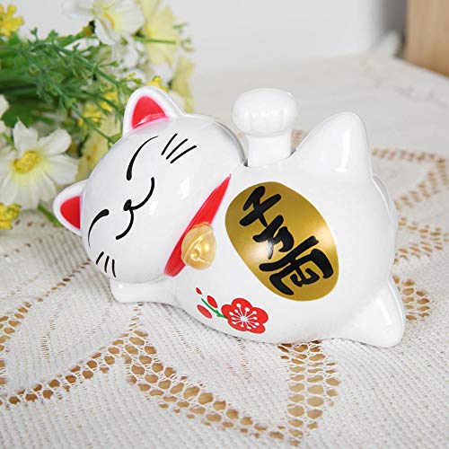 Leuke Maneki Neko Lucky Cat Beeldjes Liggen Zwaaien Wenkende Fortuin, Lucky Cat Fengshui Decor voor Thuis Auto(#2) - Afbeelding 7