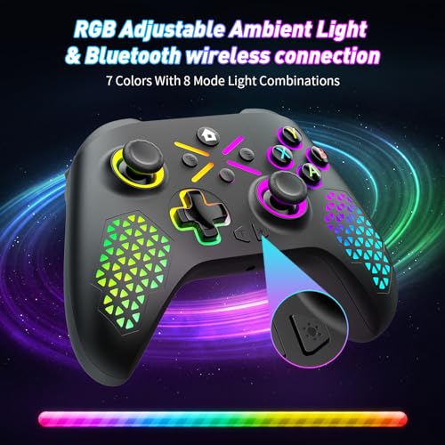 Image of Gamrombo Wireless Controller for Xbox One, Xbox Series X /S, Xbox One X /S, PC, LED Gaming Controller with TURBO,Macro Function,3.5mm Audio Jack