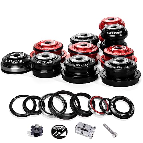 BUCKLOS 1-1/8 Bike Headset MTB Threadless 34 44 44-50.6 44-55 44-56 41.8-52mm, Straight Tapered Tube Mountain Bikes Road Bicycle Double Sealed Bearings Headsets, for Frame Fork Expander Plug Star Nut