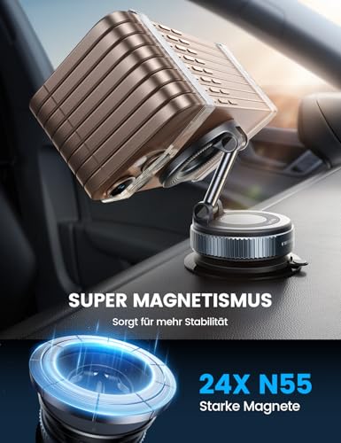 Lamicall Magnetischer Handyhalterung Auto für Magsafe Autohalterung - [TOP Vakuum Saugnapf & 24X Magnete] Mag Safehalterung Auto Handy Halterung, 360° Drehbar KFZ Halter für iPhone 17 16 15 14 Pro Max 5