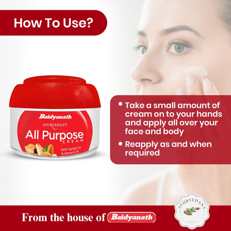 Baidyanath Jhansi Ayurvedant All Purpose Cream With Sandal Oil & Almond Oil 5 51iR0sfHaWL