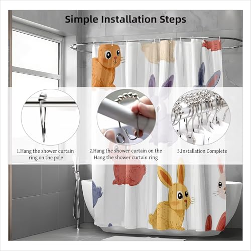 Rideau de douche polyester tissu lavable séchage rapide 180x180cm avec 12 crochets