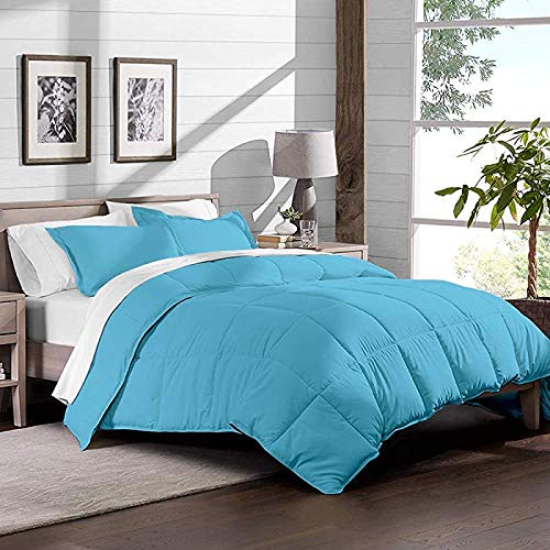Elegant Linen Store, Luxurious & Soft 1 Piece Comforter 300 GSM & 4 Pcs Sheet Set 15 inch Deep Pocket 100% Egyptian Cotton 800 Thread Count Pattern Solid (Cal-Queen, Aqua Blue,Solid)