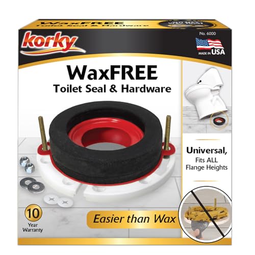 Korky 6000BP Universal Toilet WaxFree Seal with Hardware - Toilet Installation Made Easy - Made in USA , Red