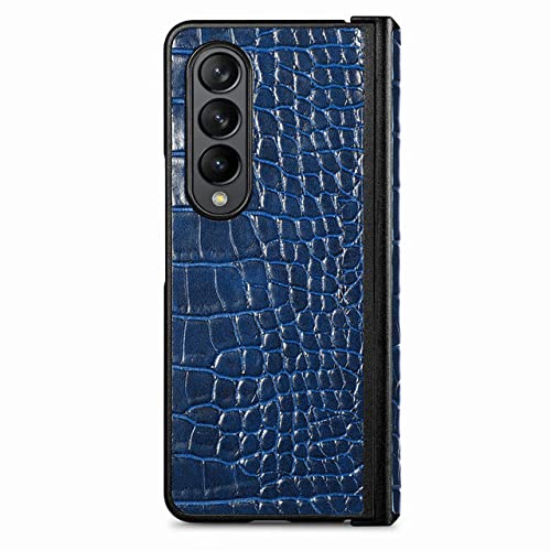 Coque Samsung Z Fold 3 rigide anti-glisse motif crocodile bleu protecteur