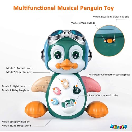 Image of Kidology Crawling Penguin Baby Toy with LED Lights | Interactive Musical Kids Toy for Early Learning & Entertainment | Perfect Christmas and Birthday Gift for Toddlers & Infants (Blue)