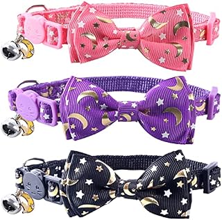 Reflective Cat Collars, [3 Pack] Diyife Kitten Collars with Bell and Detachable Bow Tie, Quick Release Safety Collars for Kitten and Cats, Adjustable 20-30cm Suitable for All Domestic Cats