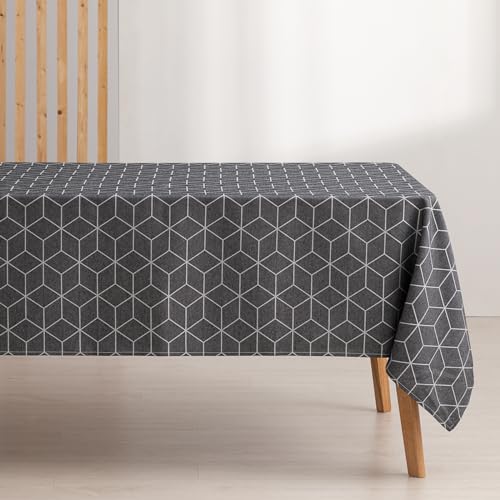 GAMUSI Geometric Stain-Resistant Tablecloth Line Anthracite 140 x 300 cm - Image 2