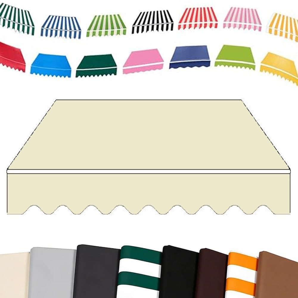6.5ft 8ft 10ft 12ft 13ft 15ft Patio Window Retractable Awning Replacement Fabric Custom, Sunshade Canopy Replacement Canvas For Retractable Awning Cover(Beige,4.5x2.5m/15x8ft)