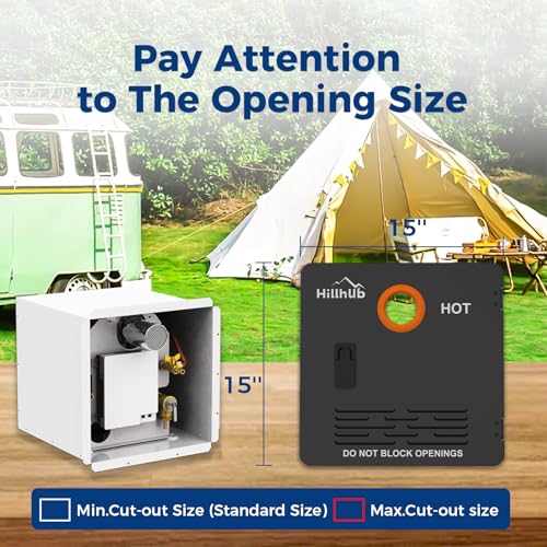 Image of Hillhub 15 x 15 Inches RV Water Heater Black Door (ONLY DOOR). Electrolytic Plate, Electrostatic Powder Coating Technique, Tankless RV Water Heaters Door kit of Hillhub