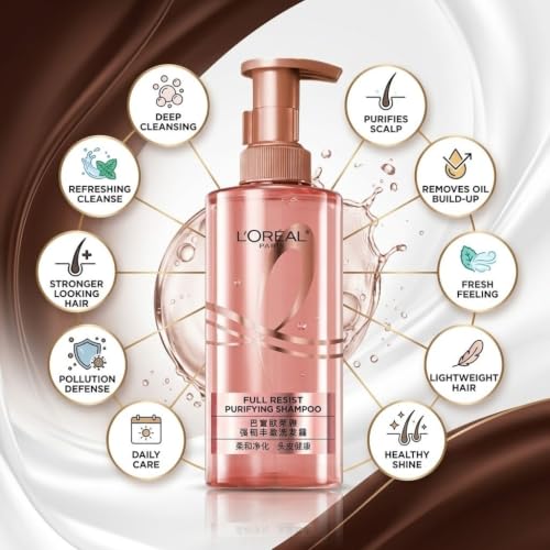 Image of L'Oreal Paris Elseve Full Resist Scalp Purifying Shampoo 440ml | Deep Cleansing Shampoo for Oily Scalp & Hair | Removes Excess Oil, Dirt & Build-Up | Refreshing Daily Hair Care