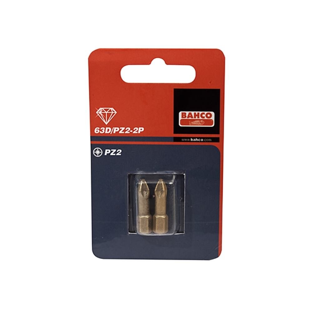 Bahco 63D/PZ1-2P Pz1 Diamond Bit for Pozidriv Head Screws Multi-Colour, 25 mm, 2-Piece