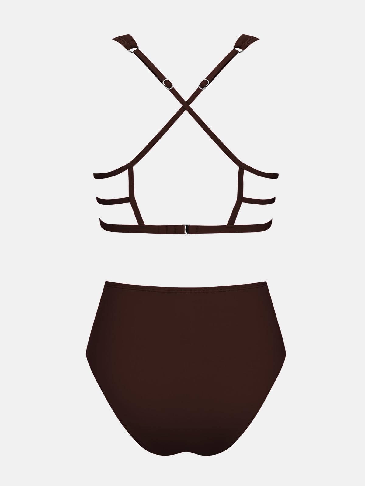 CUPSHE Damskie dwuczęściowe zestawy bikini z wysokim stanem głęboki dekolt w serek kostiumy kąpielowe marszczone krzyżujące się plecy hak regulowane paski