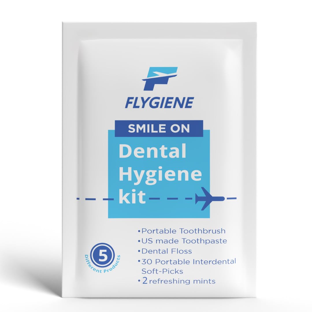 FLYGINE Smile On – Complete Dental Travel Kit – Includes Travel Toothbrush, Toothpaste, Floss, Interdental Picks & Mints – TSA-Approved Oral Care Kit in a Durable, Reusable Case with Zipper Closure-image-48