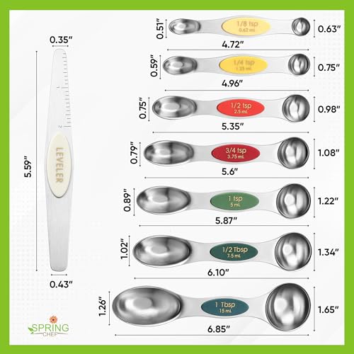 Image of Spring Chef Stainless Steel Magnetic Measuring Spoons Set of 8, Very Merry