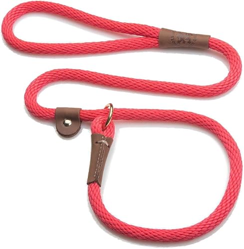 Mendota Pet Slip Leash - Dog Lead and Collar Combo - Made in The USA - Red, 1/2 in x 4 ft - for Large Breeds