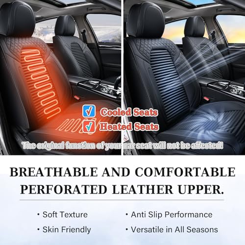 Image of Coverado Car Seat Covers Full Set, Leather Seat Covers for Cars, Waterproof Front and Rear Automotive Seat Cover Car Accessories Universal Fit for Most Cars SUV Trucks(Black)