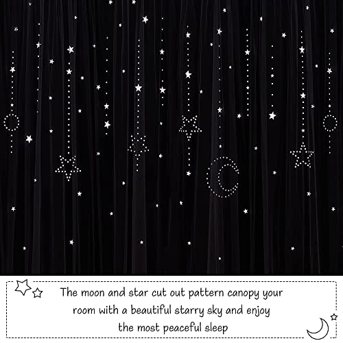 Nicetown Moon Star Hollow-Out Curtains For Kids, Double Layer Blackout Curtains Grommets Window Curtains Sheer For Living Room/Girls Bedroom, 2 Panels In 52 X 84 Inches, Grey #TOP3
