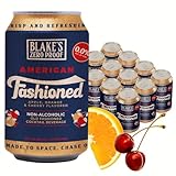 Blake's Hard Cider Co Zero Proof American Fashioned Non Alcoholic Old Fashioned Mocktail, Apple Oak Cherry & Orange Zest, Ready to Drink Canned Beverage, Gluten Free Alcohol Free Drink, Non Alcoholic Beer, 12 Pack