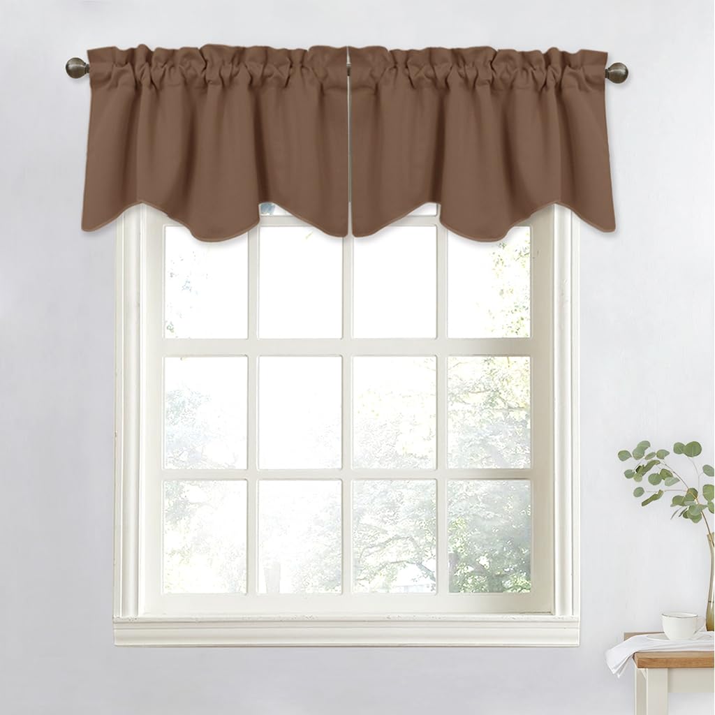 NICETOWN Blackout Valance Window Tier - 52 inches by 18 inches Small Scalloped Valance Kitchen/Bedroom/House/Bay/Hotel/Office Window Curtain for