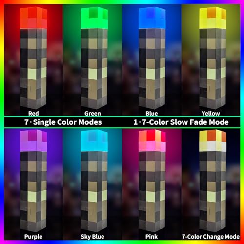 Image of AIDYVOI Light-up Wall Torch Lamp, 7-Color Night Light, Rechargeable Night Lamp, Hand Held & Wall Mountable Table Light, Costume Cosplay Nightstand Lamp for Room Decor for Boys, Brown