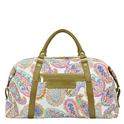 Image of Anuschka Great Escape Duffel Bag - Wanderlust Collection - Nylon Fabric with Genuine Leather Trim and Artwork Print