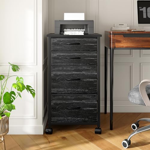 Image of DurayLoly 4-Drawer Rolling File Cabinet Fits A4 Letter Size For Home Office