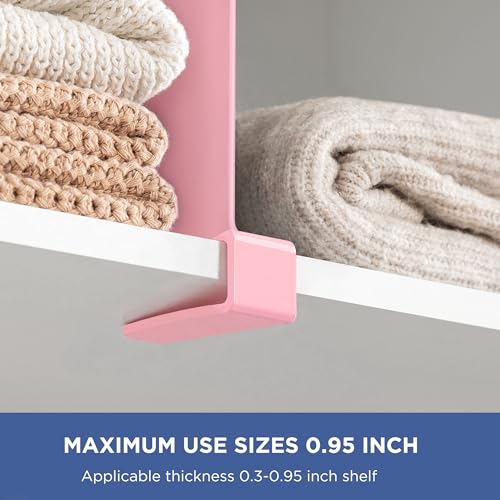 Image of HBlife 6 Pack Closet Organizers and Storage, Pink Shelf Dividers, Vertical Purse Organizer for Closet Perfect for Sweater, Shirts, Handbags in Bedroom and Kitchen, Acrylic Bookshelf for Organization