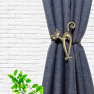 2Pcs Cute Cat Magnetic Curtain Tiebacks Cartoon Animal European Curtain Clips Window Treatment Random Modelling Rope Holdbacks Home Office Decorative for Window Voile sheers Curtain Holder Buckles