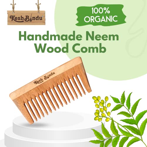 Image of Handmade Kacchi Broad Neem Wooden Comb For Women Detangling, Frizz Control & Shine, Suited For All Hair Types Kangi (Wide Tooth Comb)