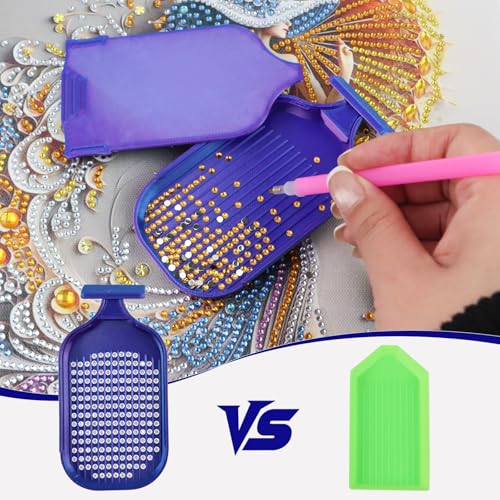 Image of AiYuanzsh Diamond Painting Tray with Lid, Spill-Resistant Diamond Art Tray for Beads, Tabletop Organizer Tool with Pour Spout, Diamond Painting Accessories for Adults (Violet)