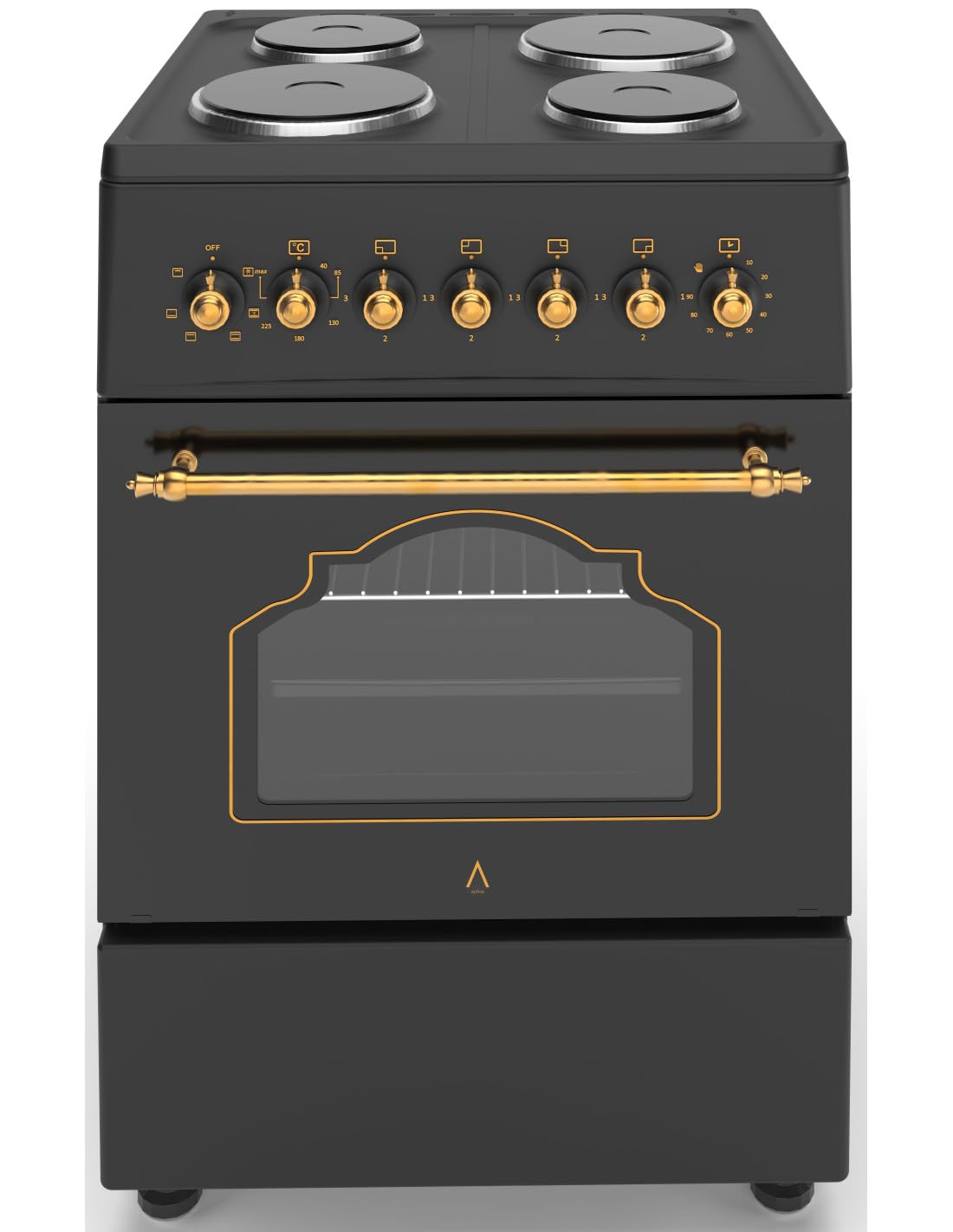 ALPHA Cocina Eléctrica VULCANO GOLD-60E Rustica Oro, Horno 6 Funciones