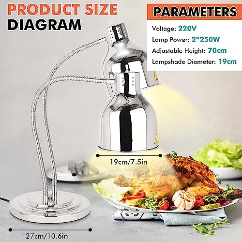 Lampe de conservation de la chaleur des aliments 2 x 250 W réglable
