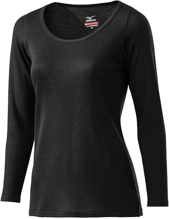 Mizuno C2JAA821 Womens Inner Breath Thermal Underwear, Medium Thick, Soft for Daily Round Neck, 3/4 Sleeve Shirt