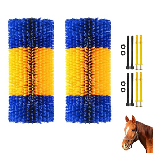 2Pcs Kratzbürste Universal Pferdebürste Schrubberbürste Pferd Halbrunde Kratzbürste Für Nutztiere Anti-Juckreiz Nylon Kratzmatte Massagebürsten Rückenkratzen für Pferde Schweine Rinder