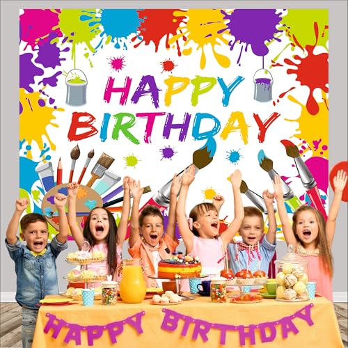 Image of Art Attack Birthday Backdrop 5x4 Ft | Backdrops for Decoration | Birthday Decoration Backdrop | Banner for Kids Theme Party