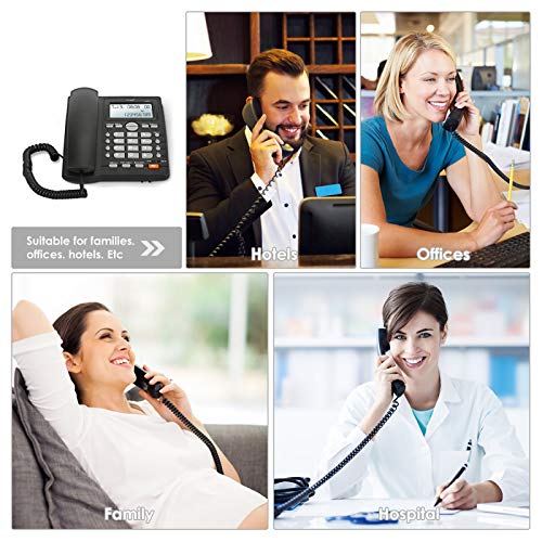 image for Uvital Desktop Corded Telephone, Hands-Free Calling, LCD Display, DTMF