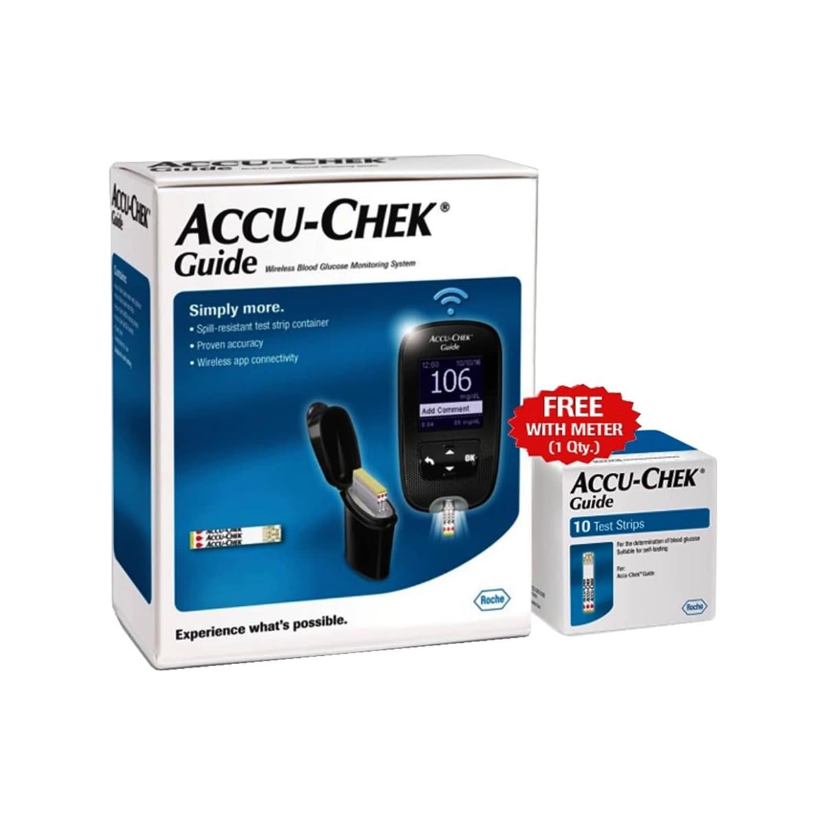 Accu-Chek Guide Blood Glucose Monitoring System With 10 Free Test Strips - Pack of 1 Kit (B0C2QFGYS9) Amazon Price History, Amazon Price Tracker