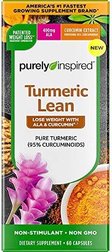Turmeric Curcumin Weight Loss Pills for Women & Men Purely Inspired Turmeric Lean Lose Weight with ALA & Curcumin Immune Support Supplement Stimulant Free Weight Loss Supplement 60 Count