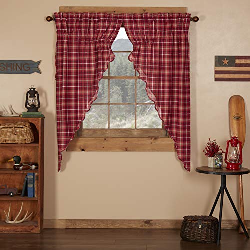 VHC-Brands-Braxton-Window-Curtains-Scalloped-Prairie-Short-Panel-Set-of-2-Red-63x36x18 VHC Brands Braxton Window Curtains Scalloped Prairie Short Panel Set of 2 Red 63x36x18