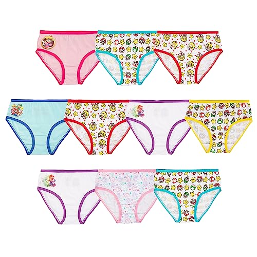 Nintendo Girls' Princess Peach, Daisy, Yoshi, Super Mario and Luigi 100% Combed Cotton Underwear Available in Size 4, 6 and 8