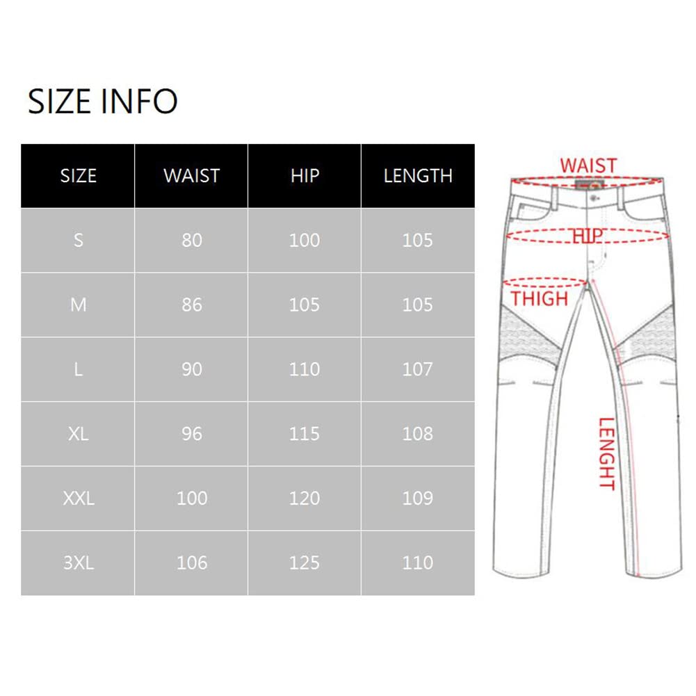 Jeans Uomo Pantaloni Moto Protezioni Biker Jeans Rinforzato Protezione con 2 Estraibile Protezioni Ginocchia E 2 Protettori Anca