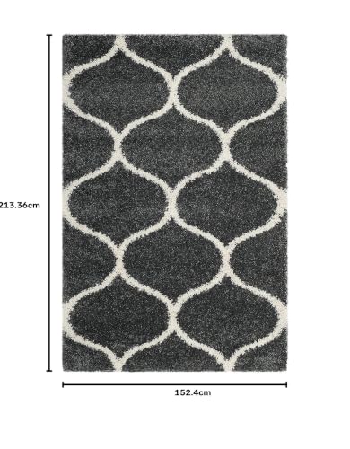 Image of Modern Plush Area Rectangular Rug For Bedroom Living Room Home Decor (5X7 Feet, Dark Grey|Ivory)