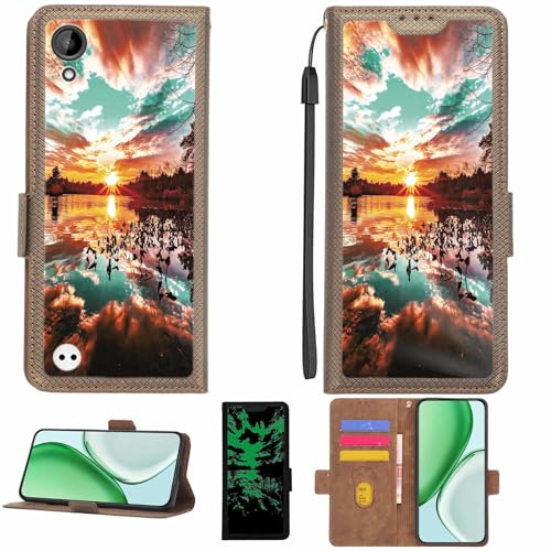 Aroepurt Case Compatible for HTC Desire 530 Phone Case Flip Cover [with Tempered Glass Screen Protector][RFID Blocking][Luminous Effect] LPT-FJ