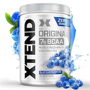 Xtend Original BCAA Powder Blue Raspberry Ice, Sugar Free Post Workout Muscle Recovery Drink with Amino Acids for Men & Women