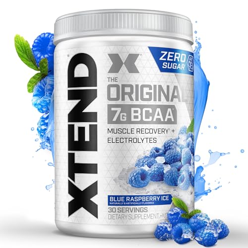 Xtend Original BCAA Powder Blue Raspberry Ice, Sugar Free Post Workout Muscle Recovery Drink with Amino Acids for Men & Women