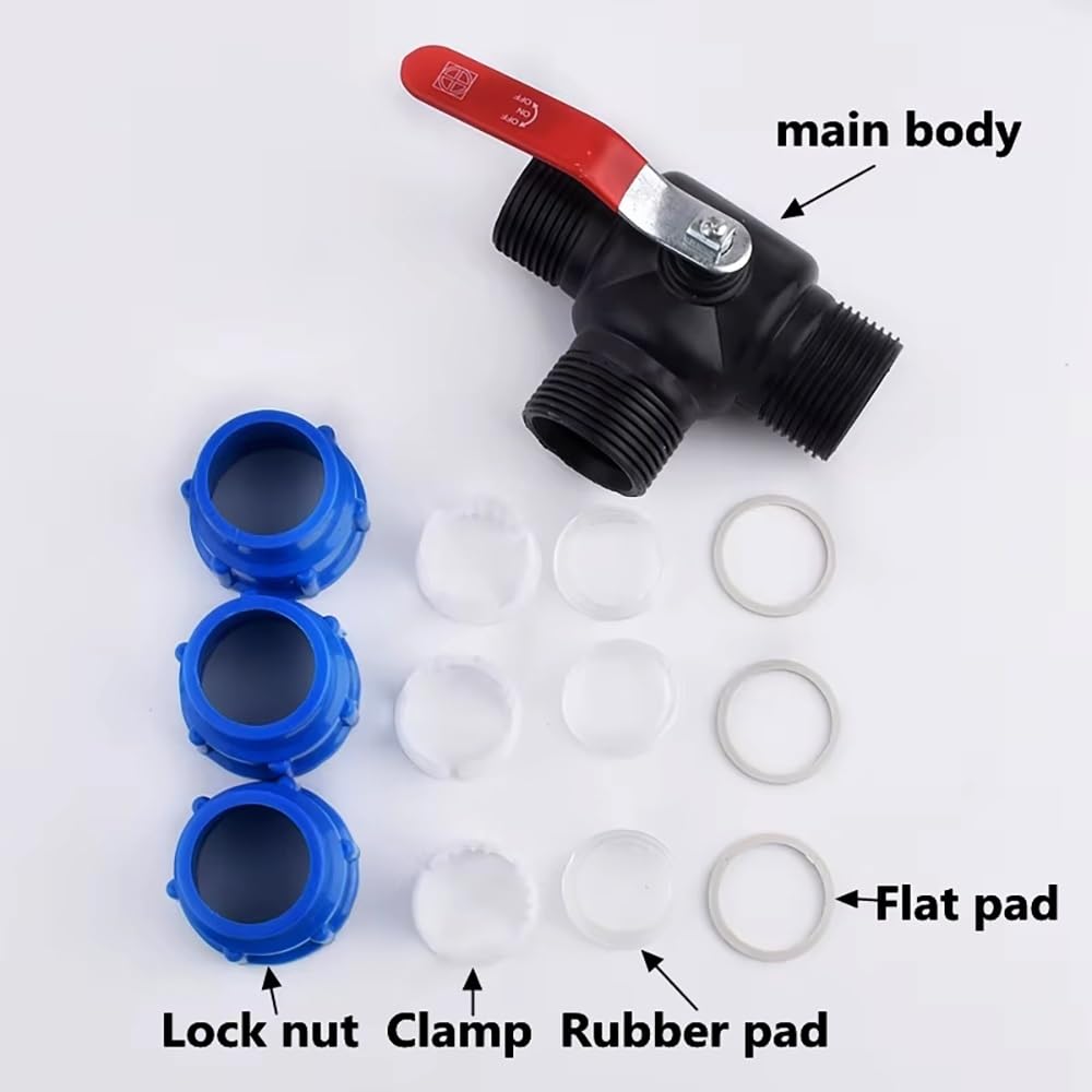 Valvola a sfera a 3 vie in PVC PE da 1 pezzo - Connettore rapido a T for irrigazione agricola, raccordi for tubi dell'acqua domestici e industriali(40mm)