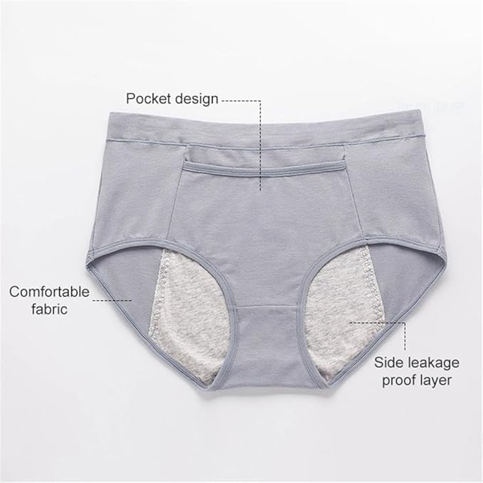 Image of ELEG & STILANCE Women's Cotton High Waist Pocket Panties | Soft Breathable Hipster Underwear | Full Coverage Stretch Briefs