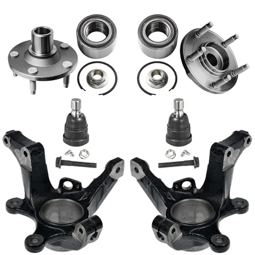 Image of Detroit Axle - 6pc Front Steering Knuckles Kit for 2005-2012 Ford Escape 2005-2011 Mazda Tribute Mercury Mariner, 2006 2007 2008 2009 2010 Steering Knuckles Wheel Bearing Hubs Lower Ball Joints